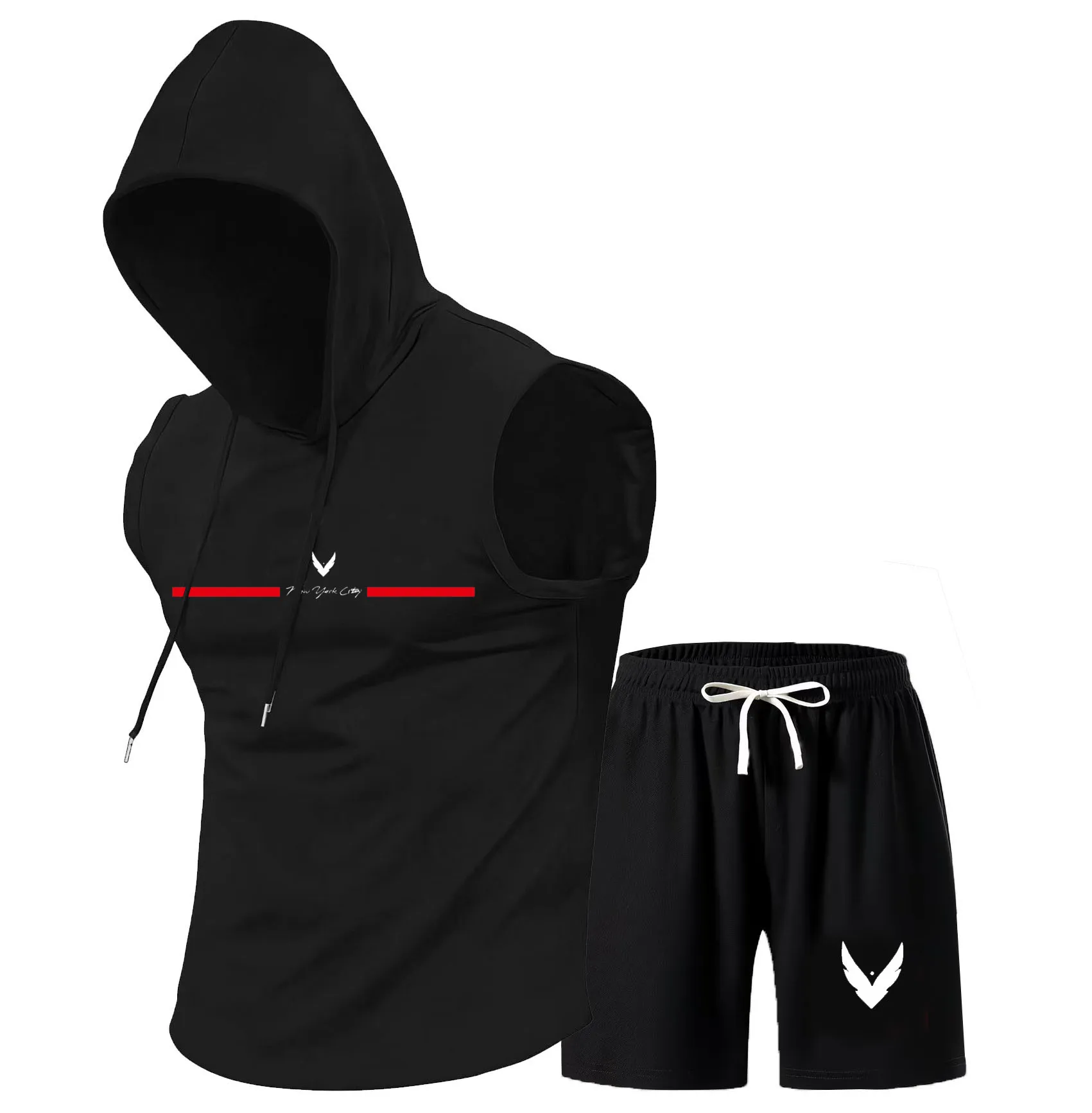Men's hooded vest set sleevele - đánh giá và giá Home Gym Gym